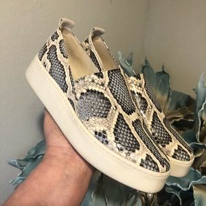 Vince. Snake/ python platform slip on sneakers